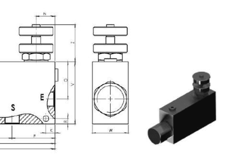 VÁLVULA REGULADORA CAUDAL 3 VÍAS COMPENSADO C/RETORNO PRESIÓN PVEL