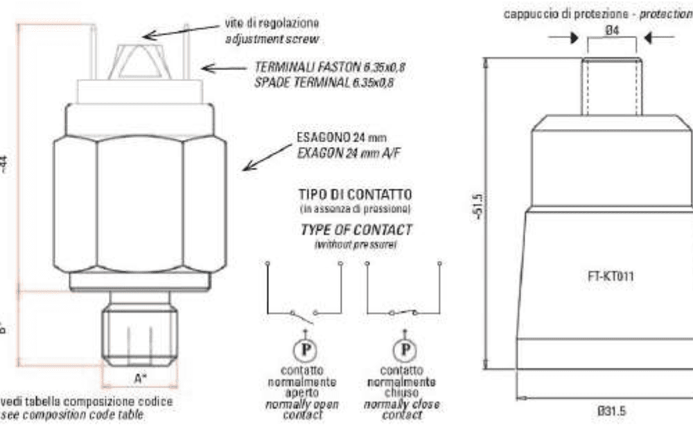 PRESOSTATO MEMBRANA CUERPO LATÓN 80 BAR