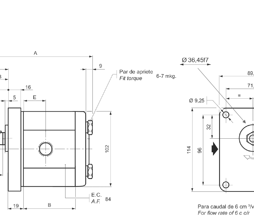 BOMBA ROQUET 1L EJE TIPO E