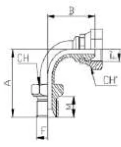 90° MF-TL Gas Cone 60° Elbow Fitting