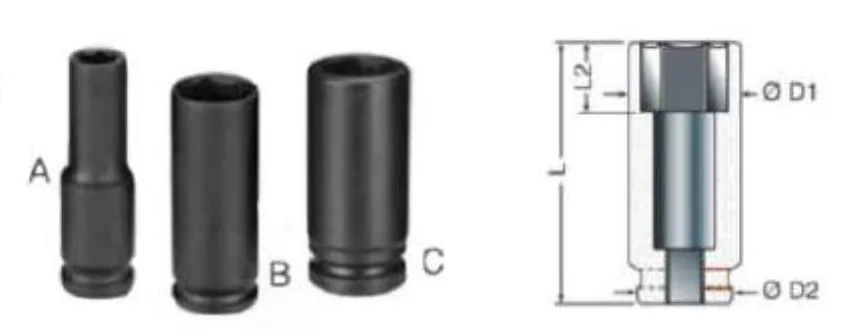 Long 3/8" Hexagonal Impact Socket