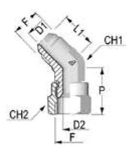 45° Male-Female Threaded SAE Elbow