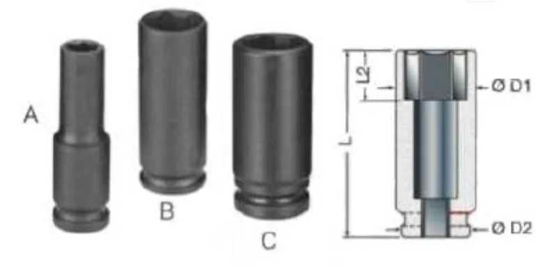 Long 1/2" Hexagonal Impact Socket