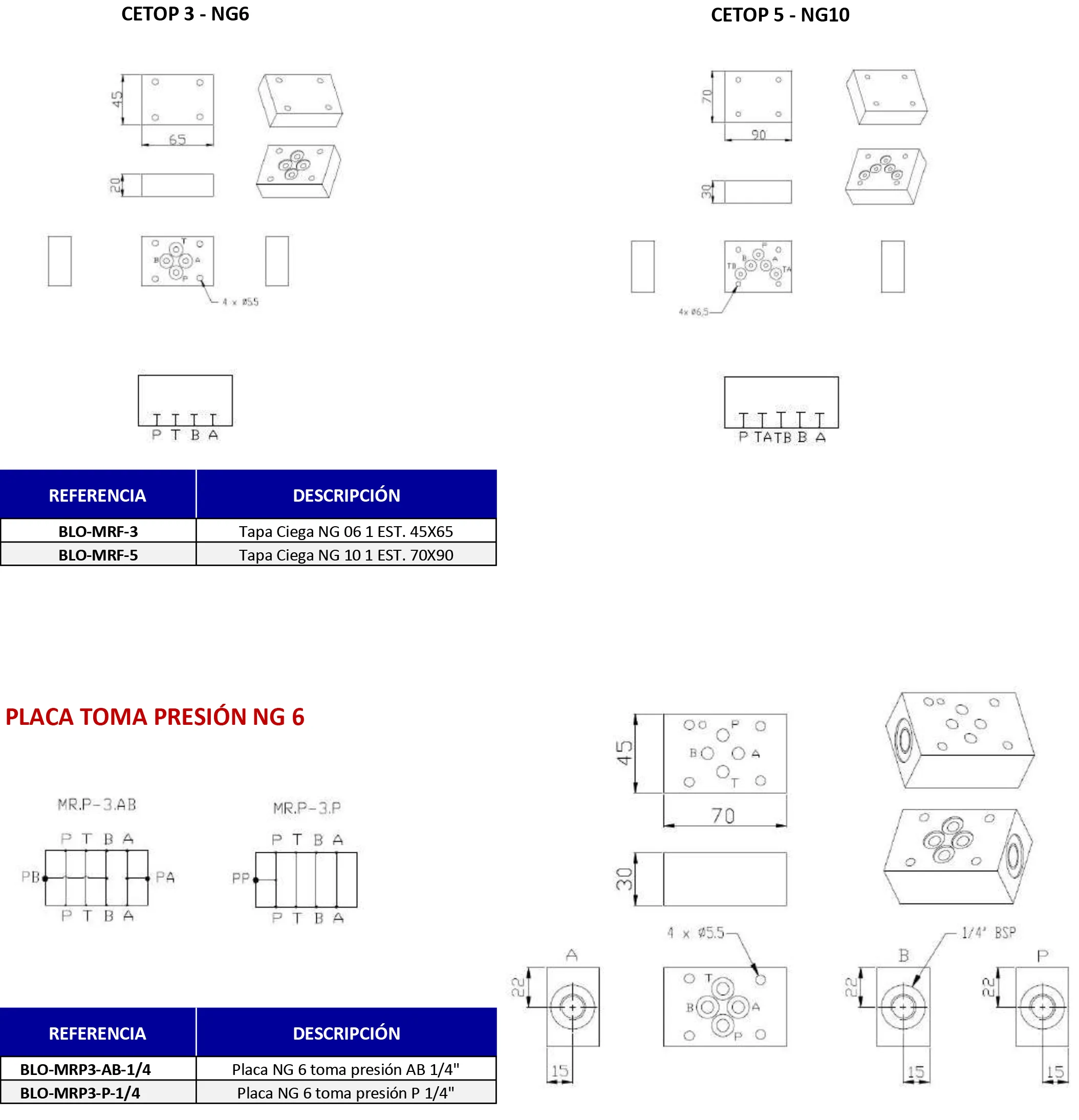 Blind Cap for Cetop Hydraulic Blocks