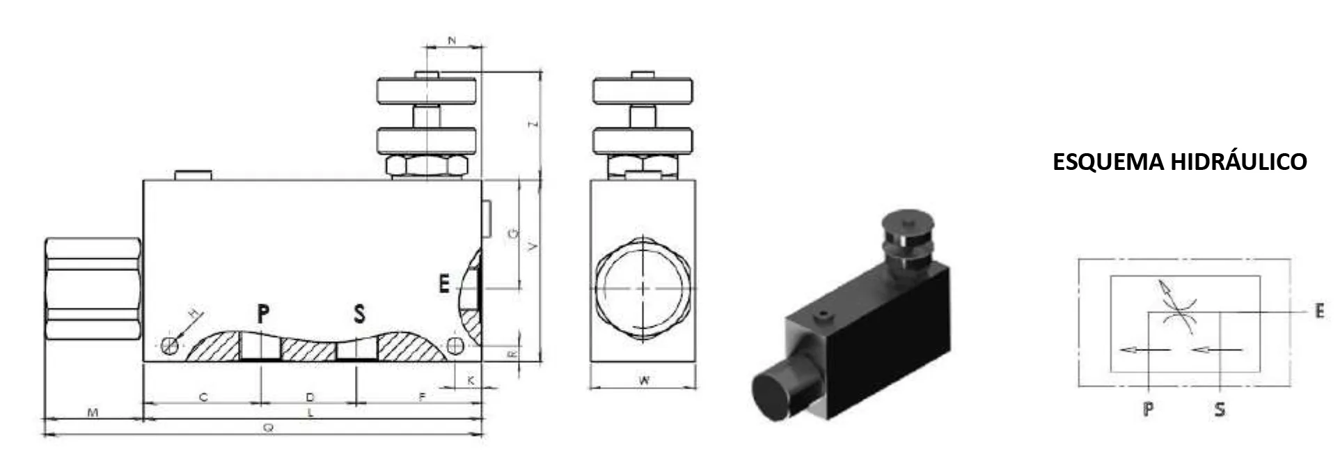 Three-Way Compensated Flow Regulator with Return Pressure PVEL