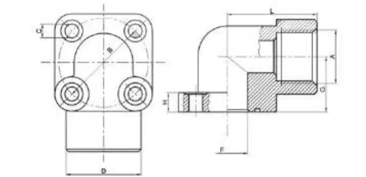 90° Square Flange RGB Series Steel