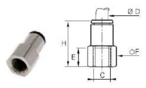 Straight Female BSPP and Metric Push-In Fitting