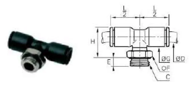 Male Central Thread Tee BSPP & Metric
