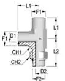 Swivel Lateral Tee ORFS SAE UNF Hydraulic Fitting