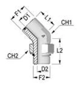 45° Swivel ORFS‑SAE UNF Elbow