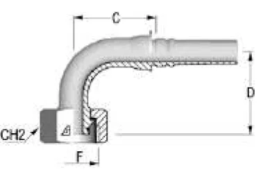 90° Metric Cone 24° DIN 3865 Elbow Fitting