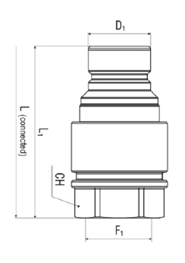 Male Flat-Face Plug ISO 16028
