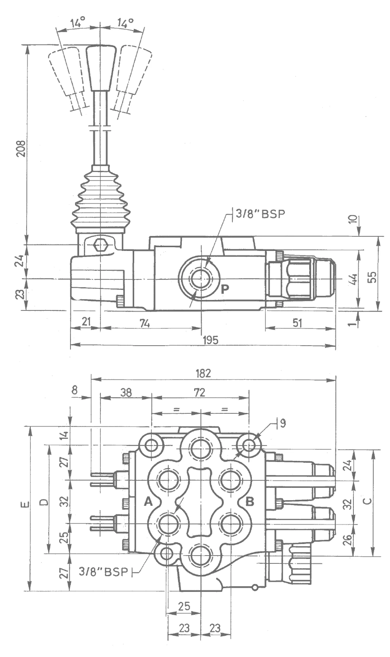 3/8" Monoblock Hydraulic Distributor