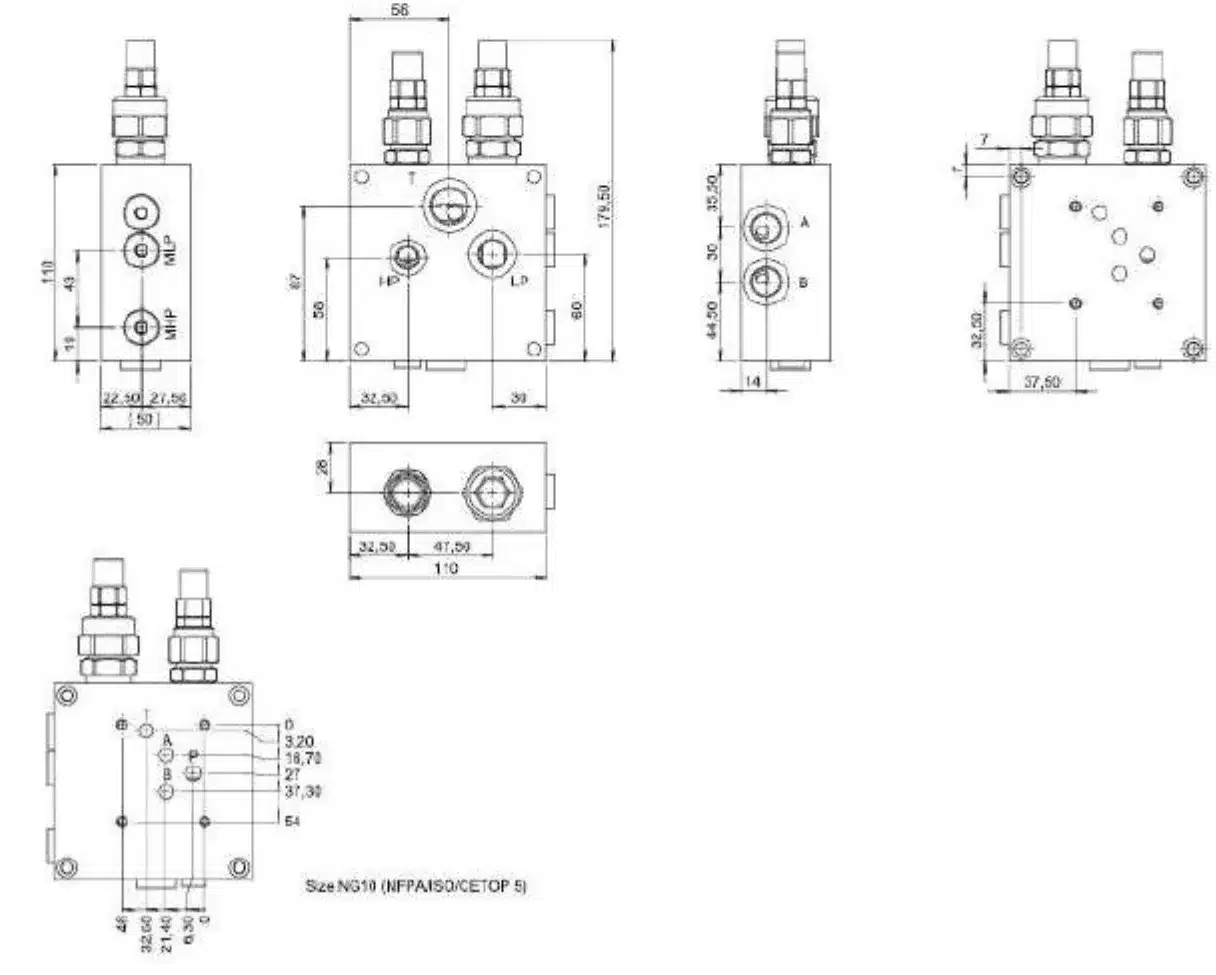 NG10 High/Low Pressure Block 1/4" HLUV