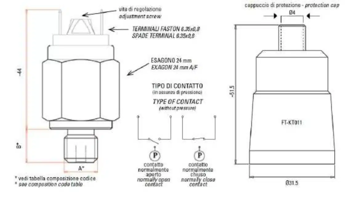 300 Bar Hardened Steel Membrane Pressure Switch