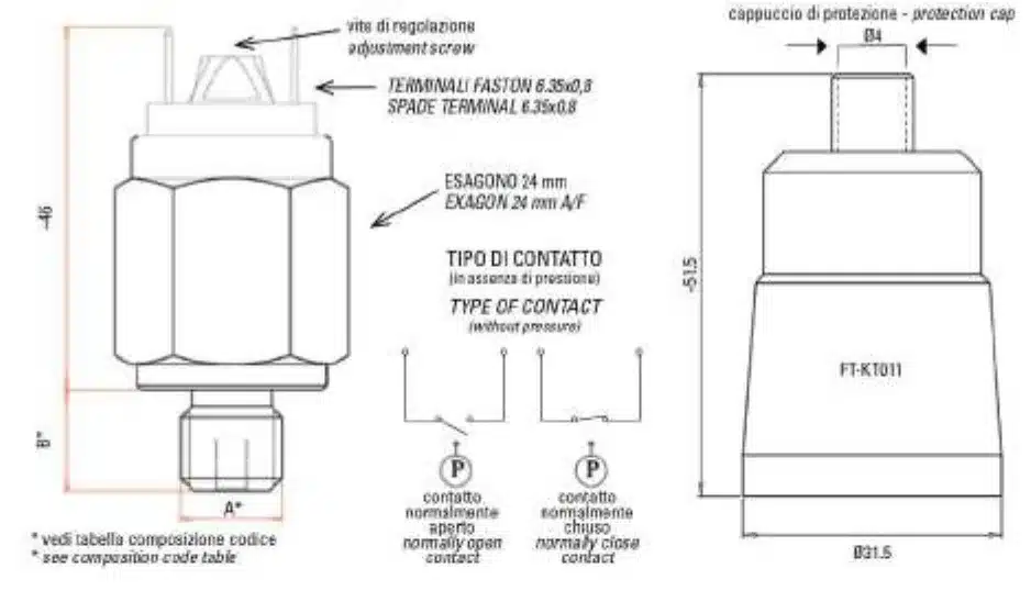 600 Bar Hardened Steel Membrane Pressure Switch