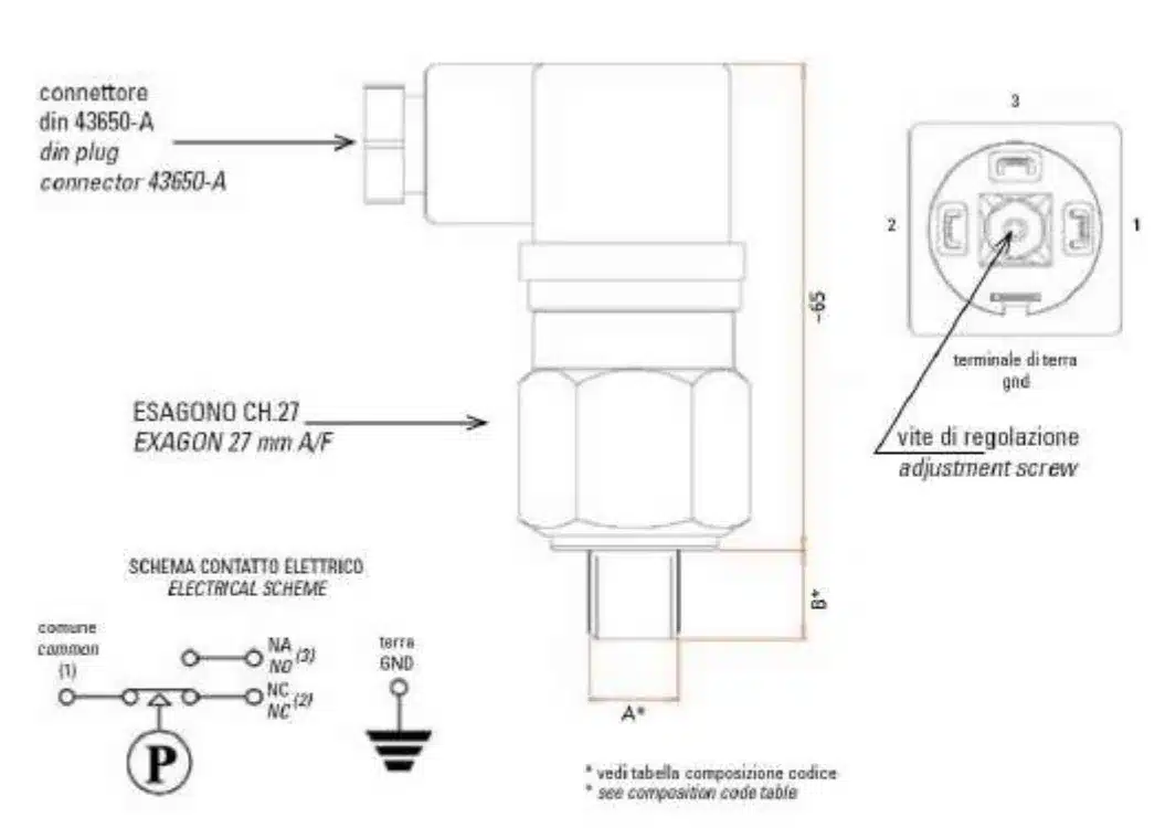 Switched Membrane Pressure Switch Steel 300 Bar