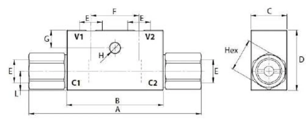 Double Pilot-Operated L-Shaped Check Valve LVDT