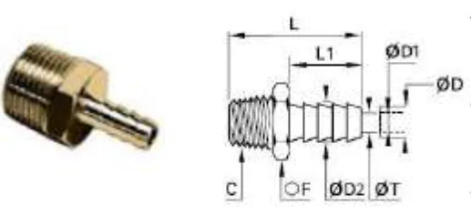 Male BSPT Threaded Spigot for Polyamide Tube