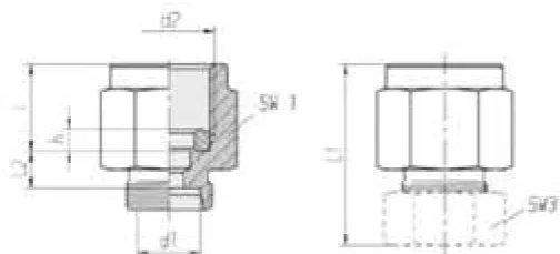 Female Union for MAV Pressure Gauge for Heavy Series Tube