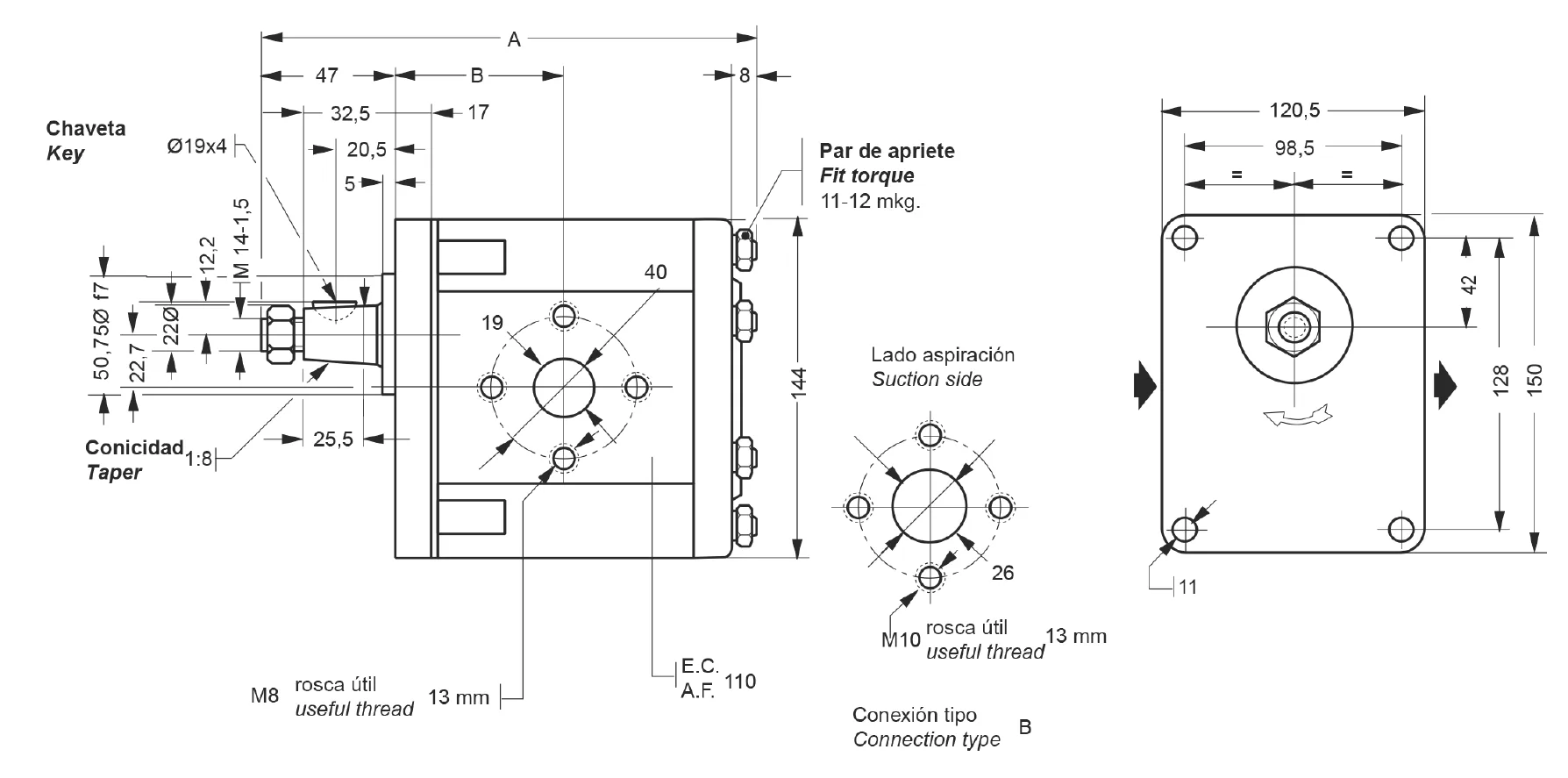 Rocquet 1PLA Axis E Gear Pump