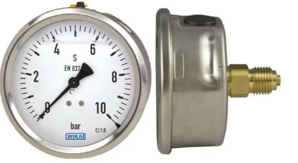 DM 63 Rear Manometer with Glycerin, Stainless Steel Case
